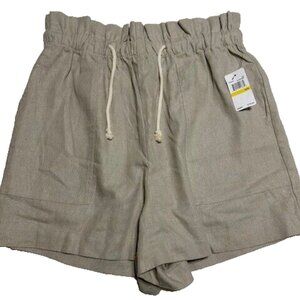 Laundry by Shelli Segal Linen Blend Shorts Medium Ecru Beige
